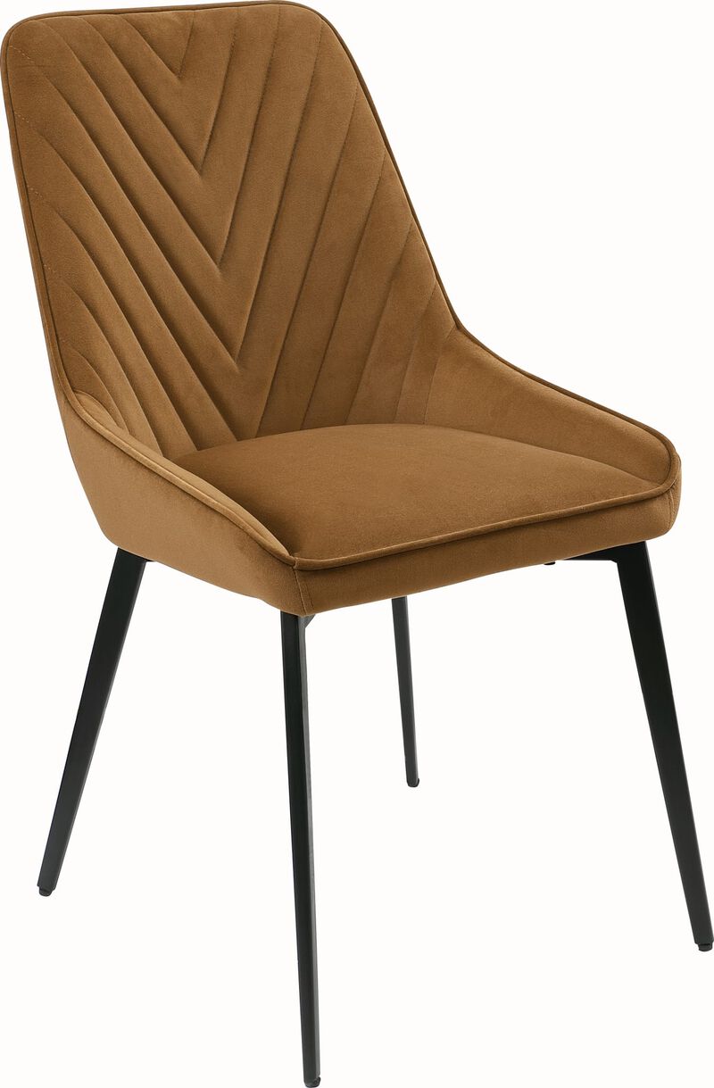 Lucia Upholstered Dining Chair in Cognac Velvet and Black Metal - Set of 2
