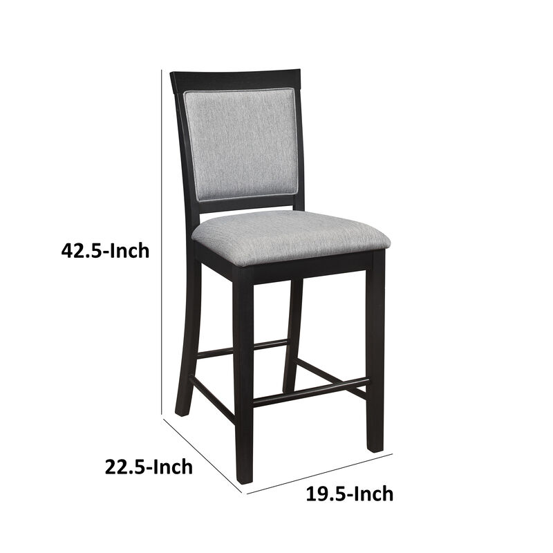 Aven 26 Inch Counter Height Chair, Gray Polyester, Black Wood, Set of 2 image number 5