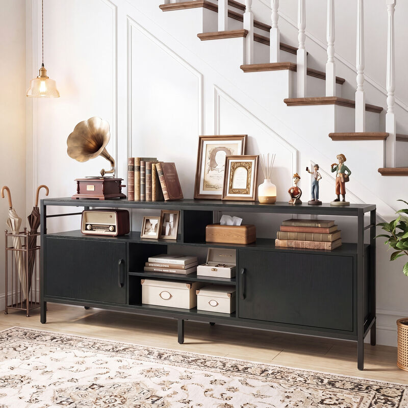 Modern TV Stand with Storage Cabinets and Adjustable Shelf image number 4