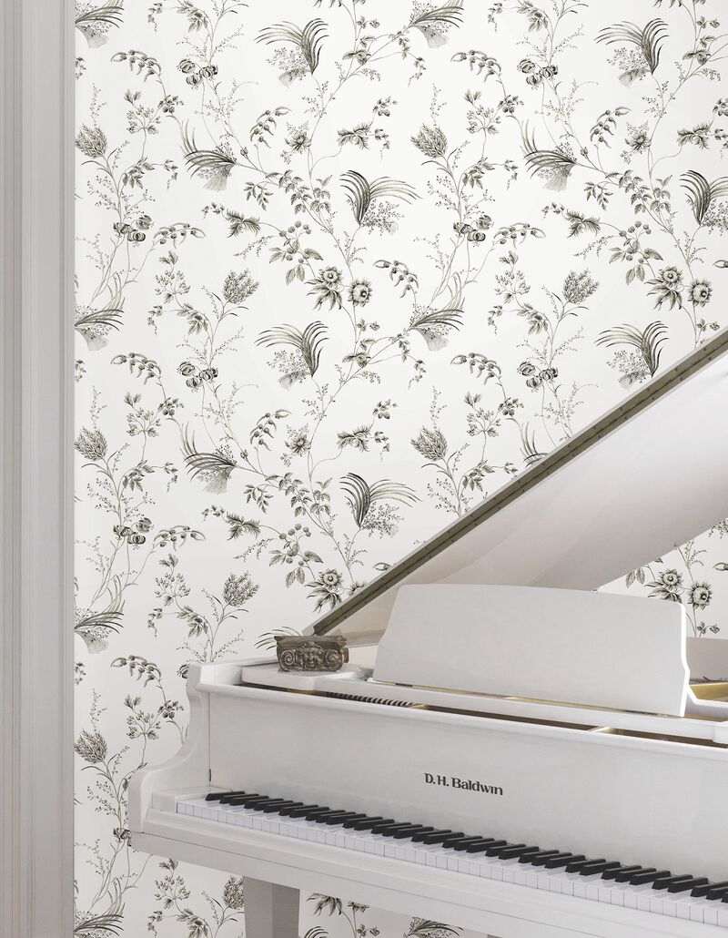 Floral Lace Black Wallpaper (Double Roll) image number 4