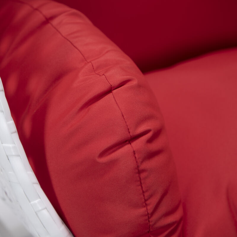 LeisureMod White Wicker Hanging Egg Swing Chair - Modern Outdoor Patio Chair for Porch, Balcony & Garden | Comfortable, Stylish, Durable