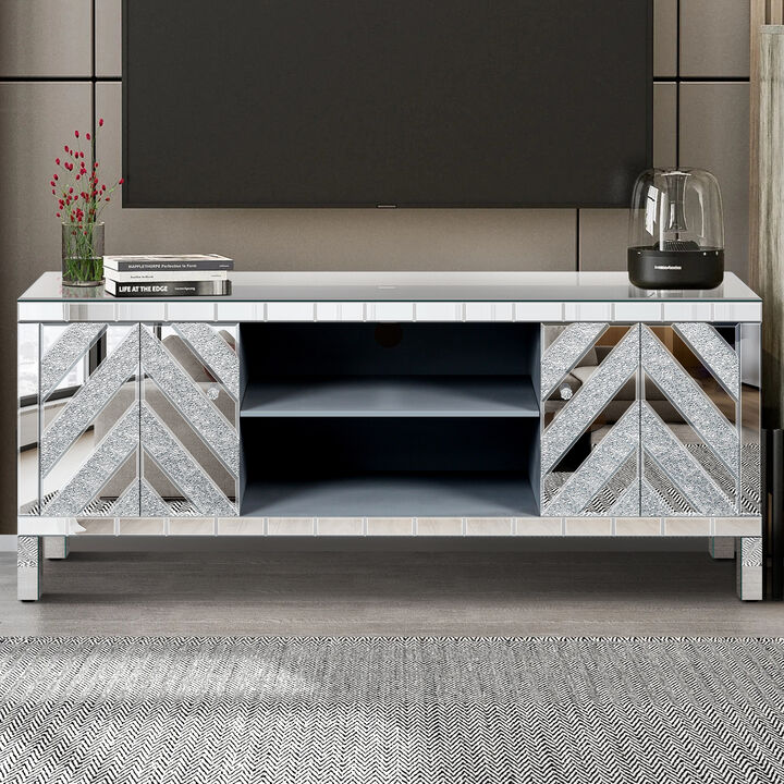 TATEUS Mirrored TV Stand