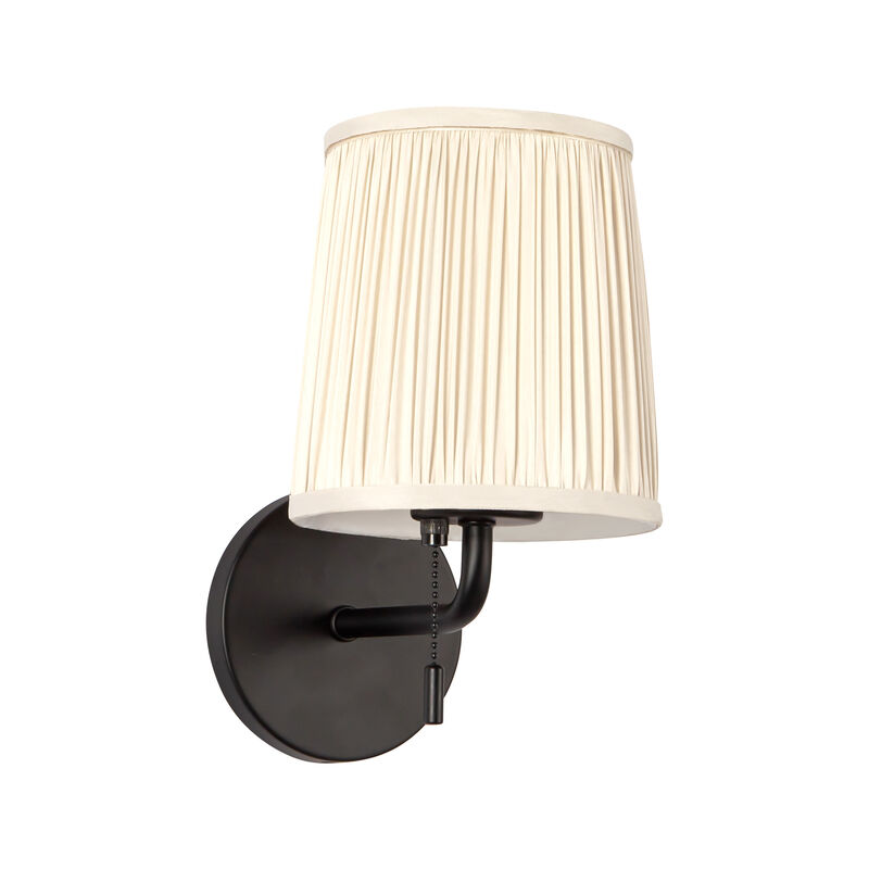 Scout 10-in Damp-Rated Wall/Vanity Light with Patterned Pleated Linen Shade image number 2