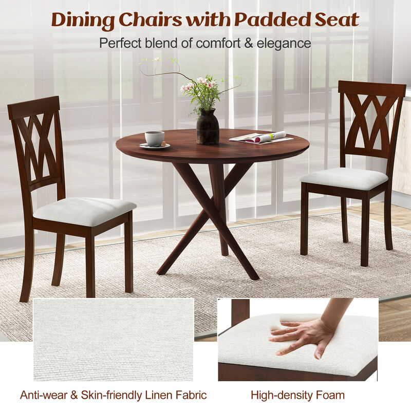 Set of 2 Faux Leather Dining Chairs with Wooden Legs for Home or Kitchen Seating