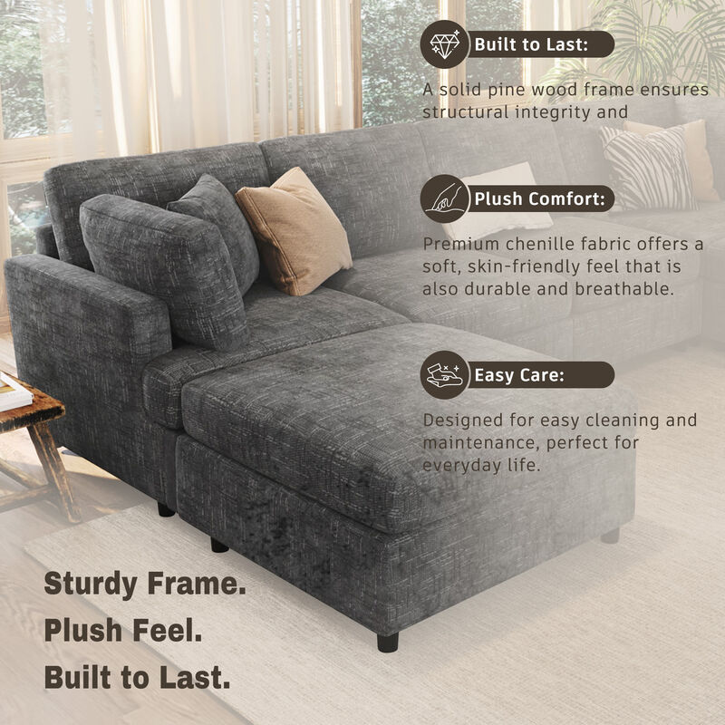 Merax U-Shaped Sectional Sofa with Movable Ottoman image number 5