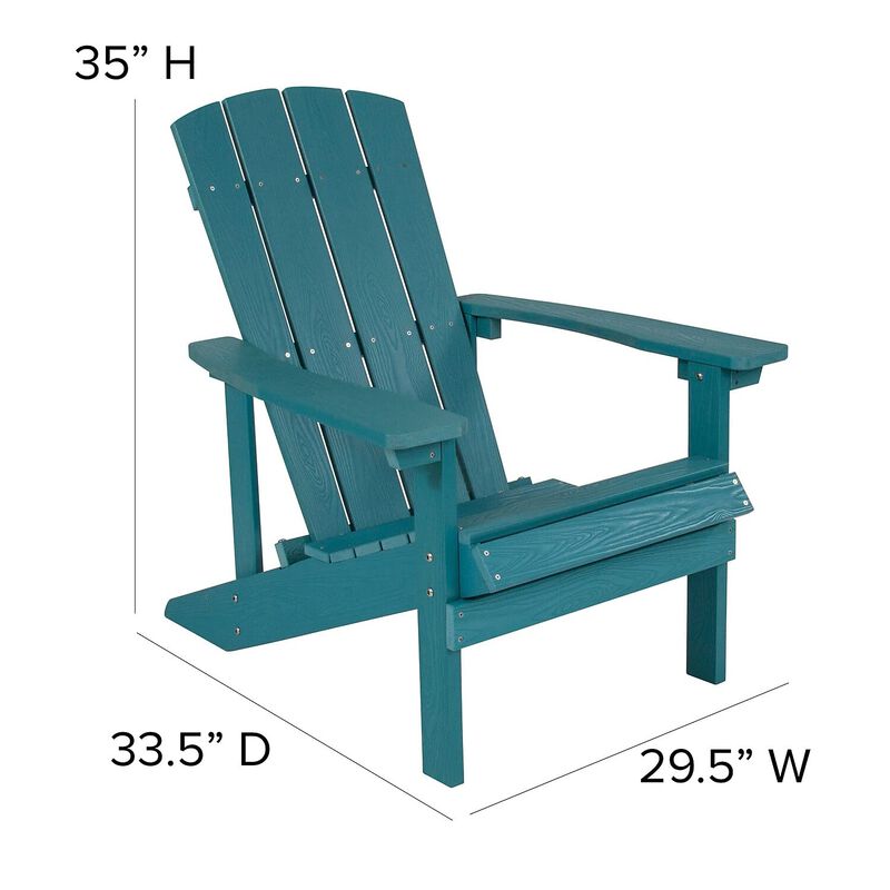 Flash Furniture Charlestown Commercial Grade Indoor/Outdoor Adirondack Chair, Weather Resistant Durable Poly Resin Deck and Patio Seating, Sea Foam