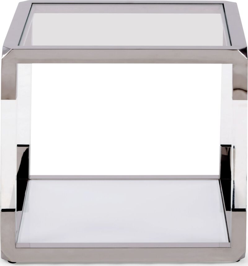 Jasper End Table in Acrylic/White Glass/PSS