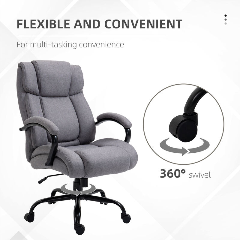 Vinsetto High Back Big and Tall Executive Office Chair 484lbs with Wide Seat, Computer Desk Chair with Linen Fabric, Adjustable Height, Swivel Wheels, Light Grey image number 8