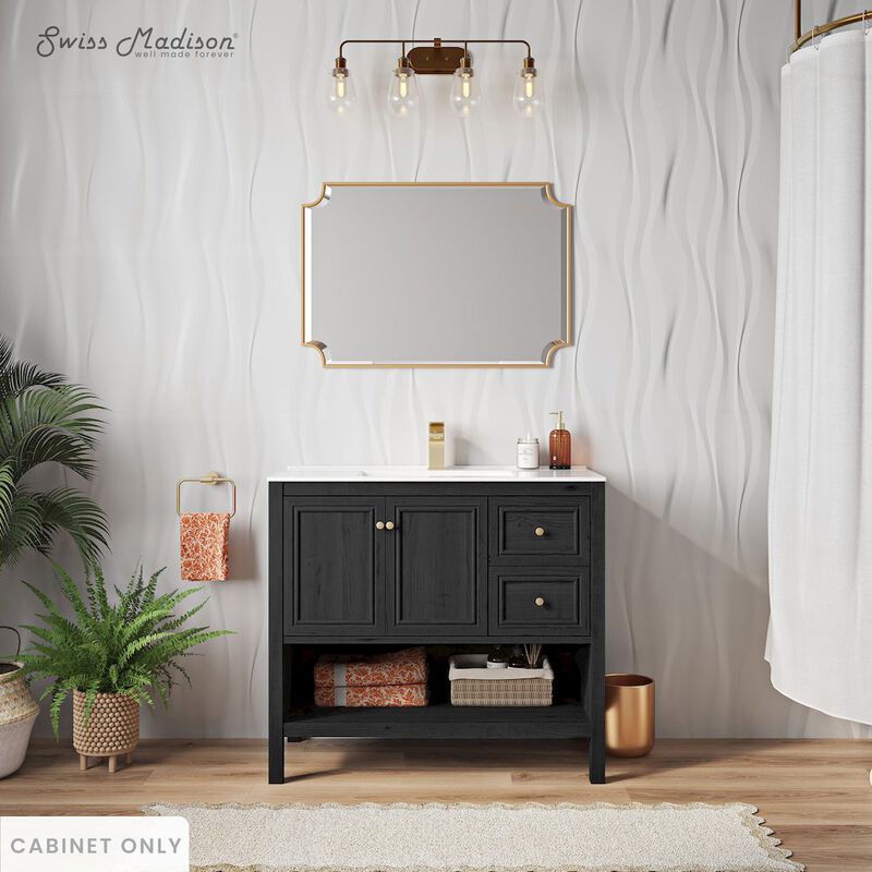 Chateau 36" Freestanding Bathroom Vanity Cabinet without Top in Black Oak image number 1