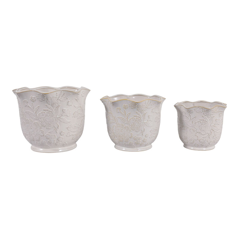 S/3 Floral Ruffle Planters image number 2