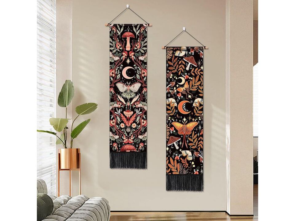 Pack of 2 Mushroom Wall Hanging Decor Boho Tapestries for Bedroom Aesthetic Room