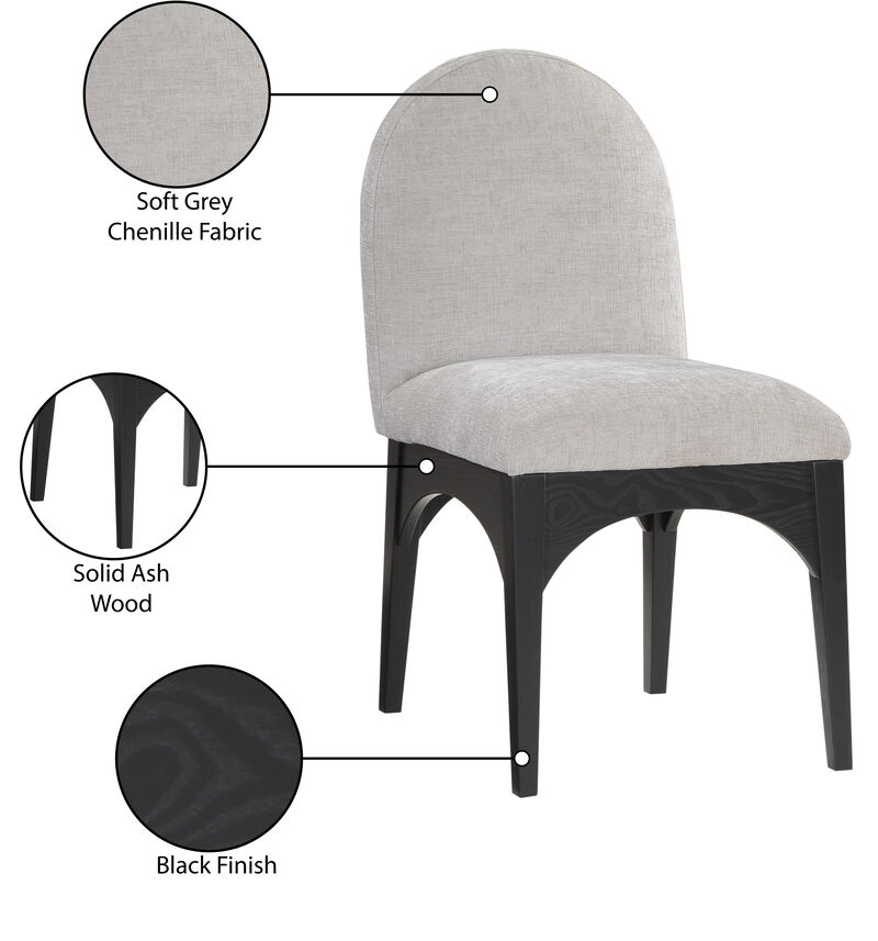Meridian Furniture Waldorf Grey Chenille Fabric Dining Chair image number 8