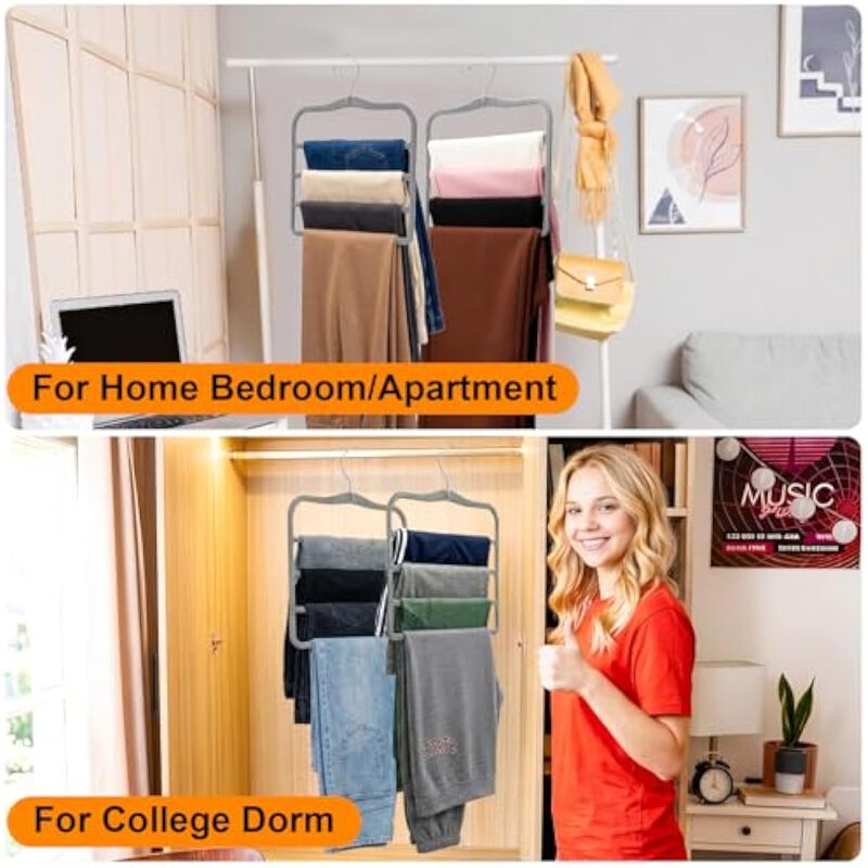 4-Pack Space-Saving Hangers | Multi Closet Organizer for Clothes and Jeans image number 3