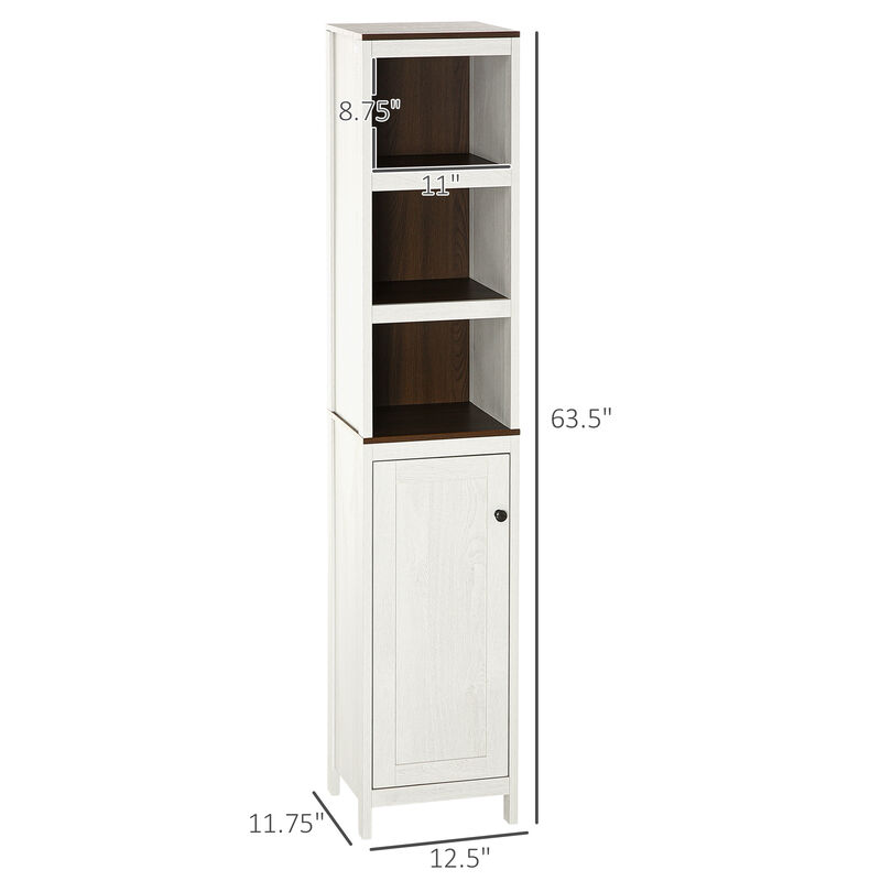 Tall Bathroom Storage Cabinet, Linen Tower with Adjustable Shelf, Antique White