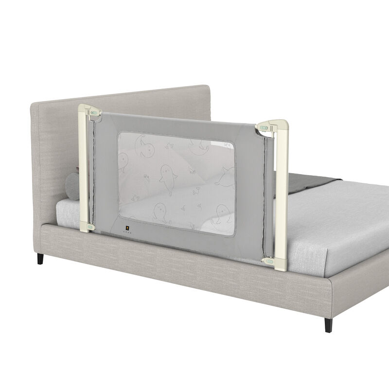 Toddler Bed Rail Guard with Adjustable Height and Secure Safety Lock for Bed-Grey image number 4