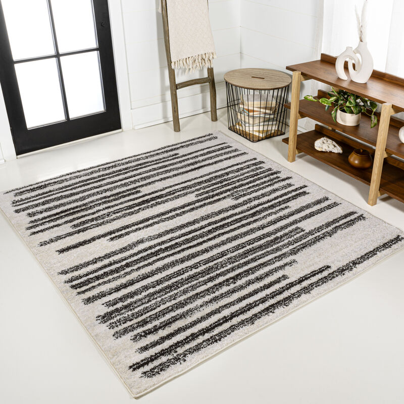Khalil Modern Berber Stripe Square Area Rug