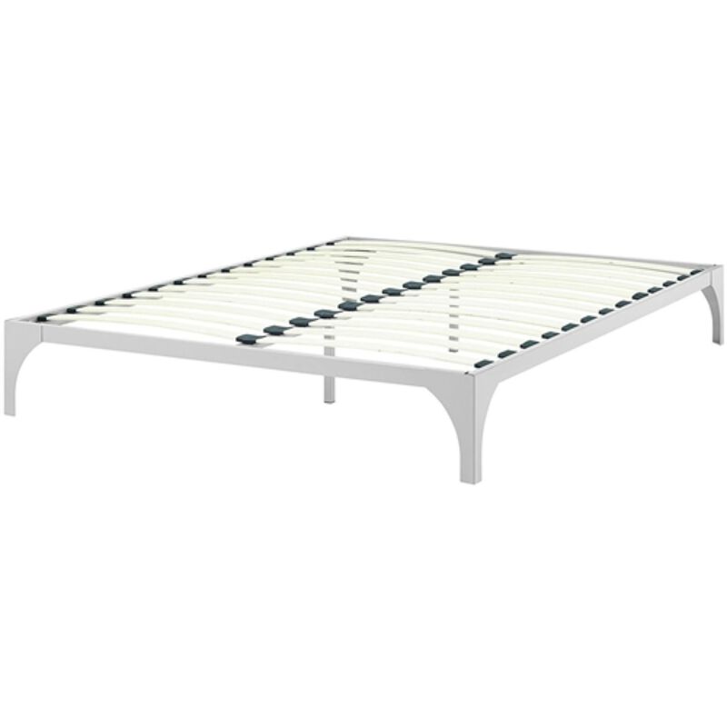 Hivvago King size Modern Metal Platform Bed Frame in Silver Finish with Wood Slats