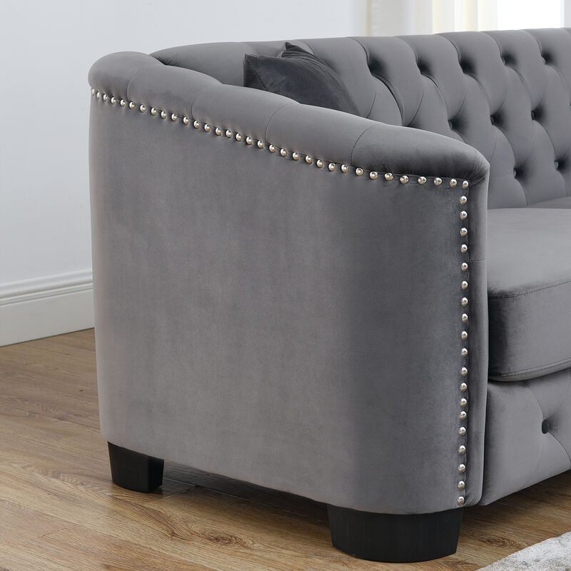 Nudmel Velvet Chelsfield Sofa Set image number 8