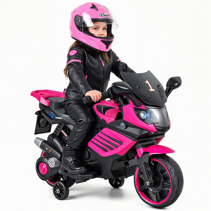 Electric Kids Motorcycle 6V with Headlights Music and Detachable Training Wheels for Yard image number 4