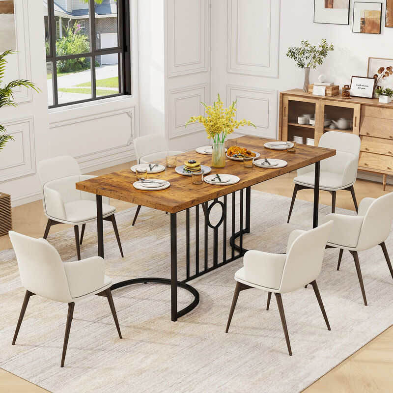 Large Wooden Dining Table &ndash; Rectangular Kitchen Table Seats 6 to 8 People Comfortably