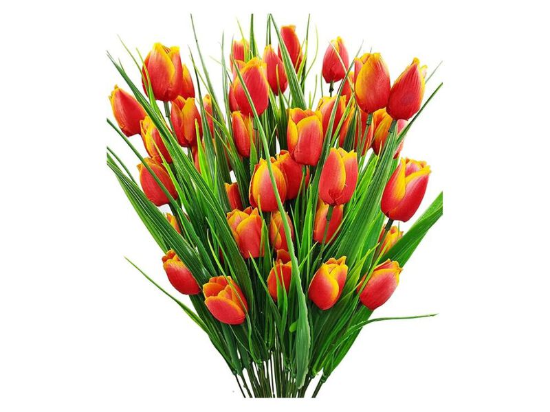 8 Bundle Orange Artificial Greenery Plants UV Resistant Outdoor Garden Porch image number 0