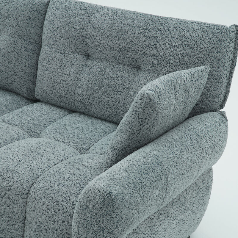 FUFU&GAGA Modern L-Shaped Sofa Set with Ottoman, Includes 2 Pillows, Textured Fabric, (110.2 in. W x 61 in. D x 35.4 in. H), Gray