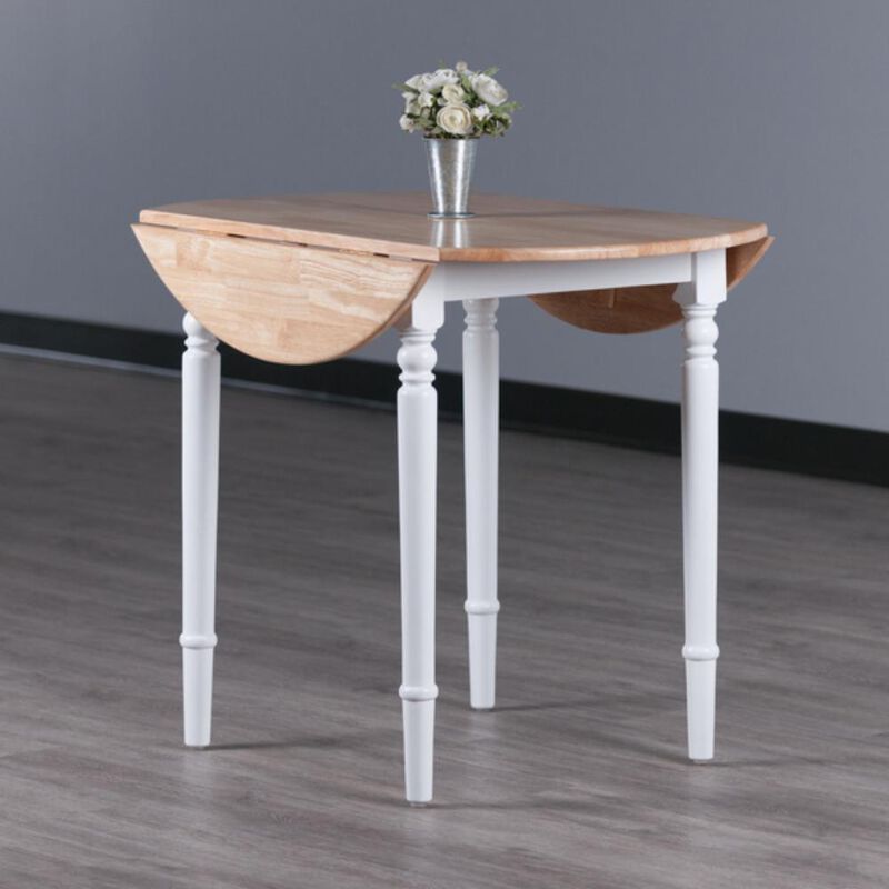 Sorella Round Drop Leaf Table Natural/White Finish