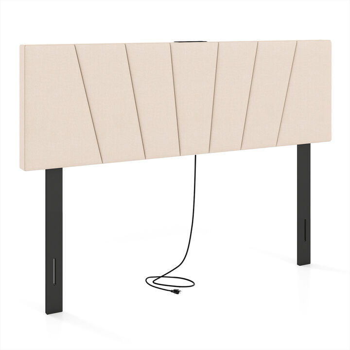 Geometric Headboard for Queen and Full Beds with Upholstered Design