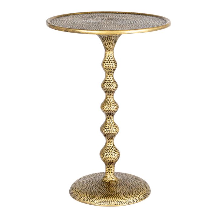 Rowena Interiors Hammered Metal Table, Antique Brass