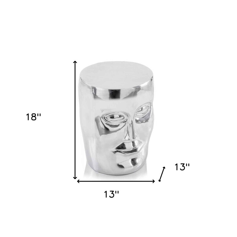 Statement Round Side Table – Cast Aluminum Faces Design