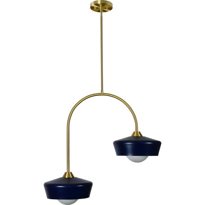 27" Navy Blue and Gold Retro Ceiling Light Fixture