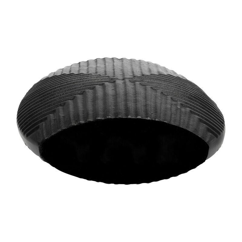 Ako 10 Inch Vase, Metal Ribbed Body Design, Curved Top, Matte Black Finish - Benzara