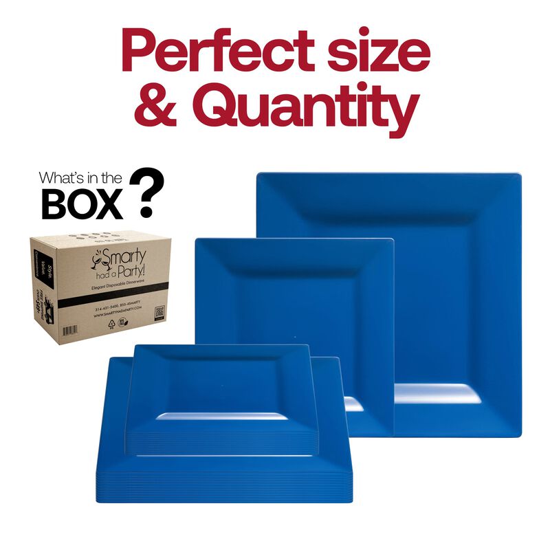 Midnight Blue Square Plastic Dinnerware Value Set (40 Sets) image number 4