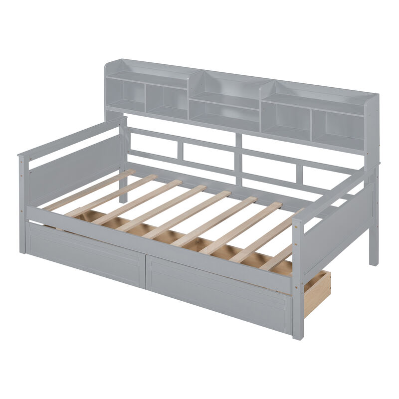 Merax Modern Daybed Bed with  Storage Shelves