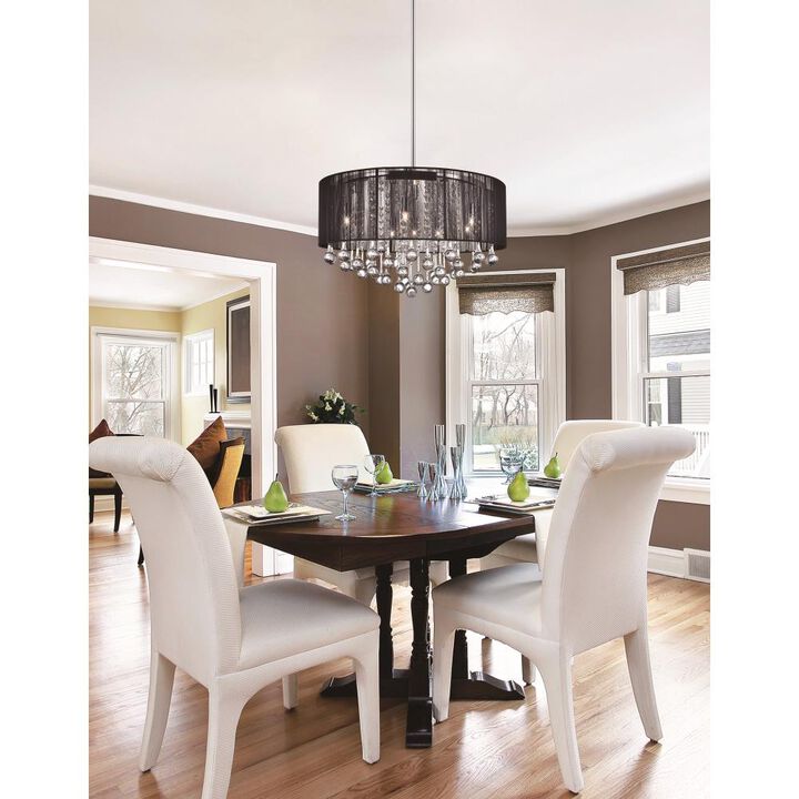 Water Drop 6 Light Drum Shade Chandelier With Chrome Finish