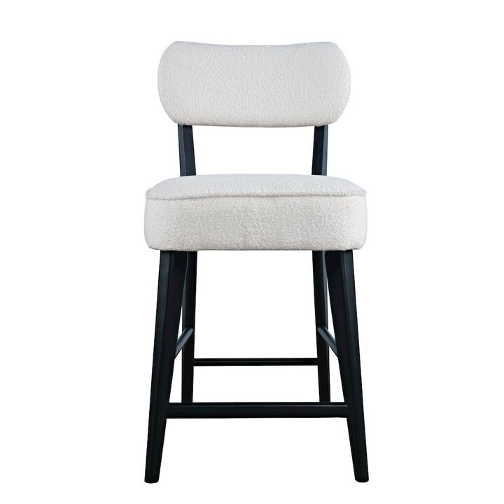Jofran Wes Mid-Century Modern Boucle Upholstery Counter Barstool (Set of 2)
