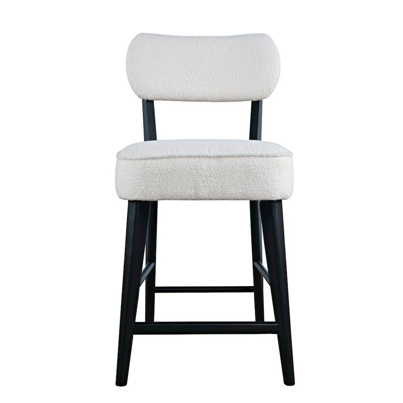 Jofran Wes Mid-Century Modern Boucle Upholstery Counter Barstool (Set of 2)