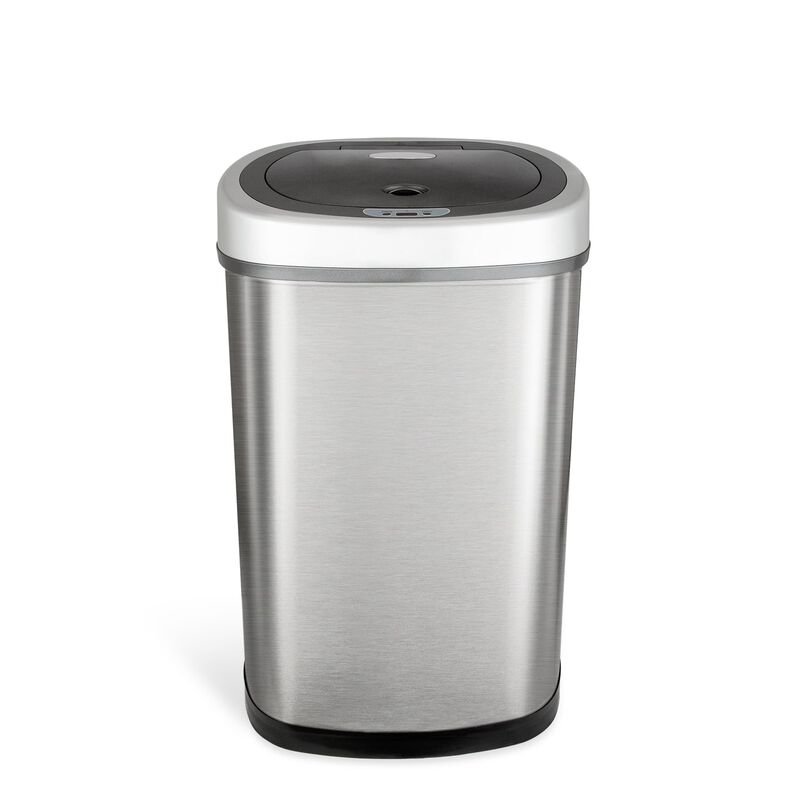 Ninestars Classic Rectangular 13.2-Gallon Stainless Steel Motion Sensor Trash Can image number 0