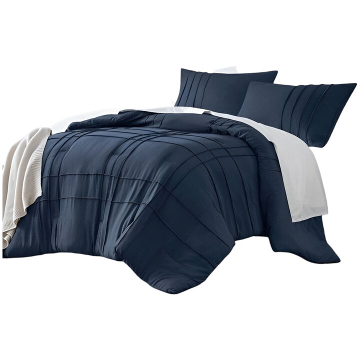 3-Piece Soft Microfiber Pleated Comforter Set &ndash; Lightweight & Cozy