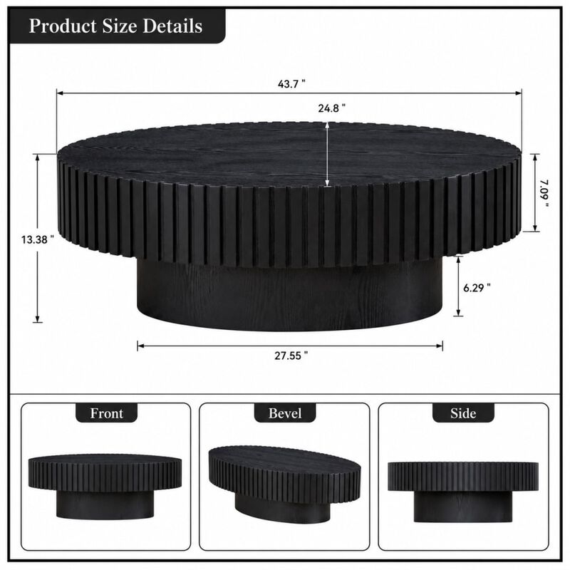 GOODSILO Modern Elliptical Drum Coffee Table with Sturdy Pedestal Base, 43.7 Inch Space Saving Oval Accent Table for Living Room and Bedroom Use image number 1
