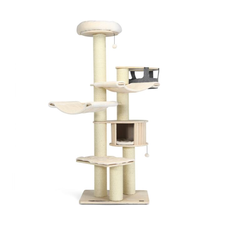 77.5-Inch Cat Tree Condo Multi-Level Kitten Activity Tower with Sisal Posts