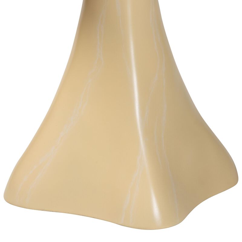 bali & pari Aponi Marbled Resin End Table - Sculptural Side Table with Round Top and Pedestal Base, Modern Contemporary Statement Furniture, Cream