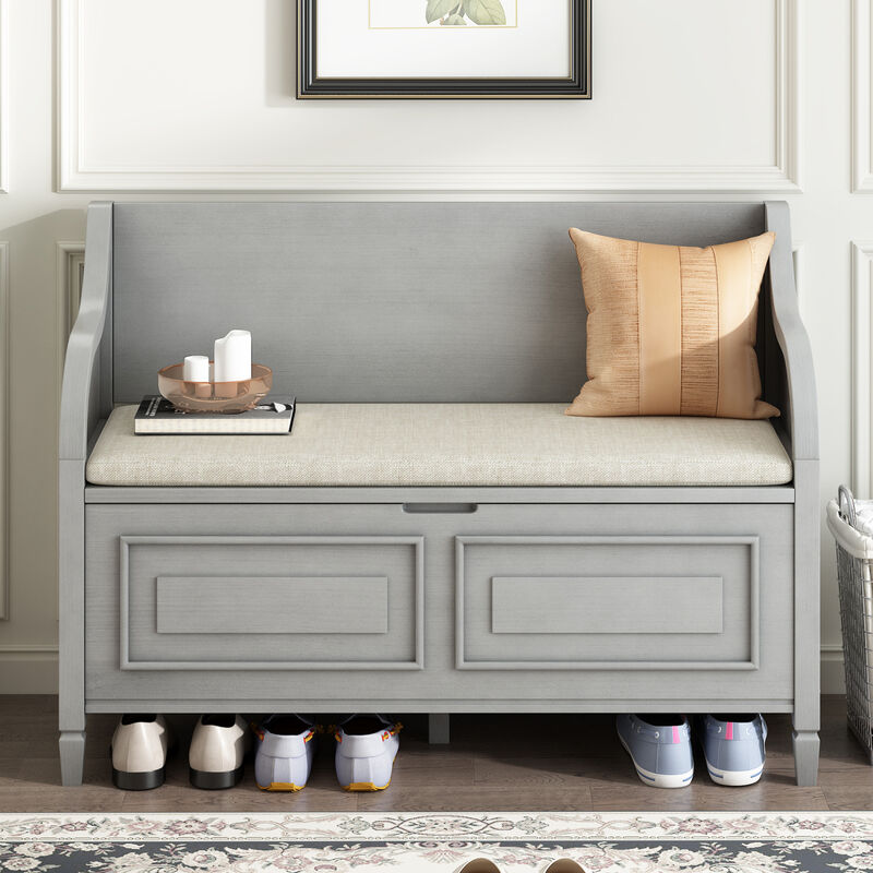 Streamdale Rustic Solid Wood Entryway Bench (Gray/Beige) image number 0