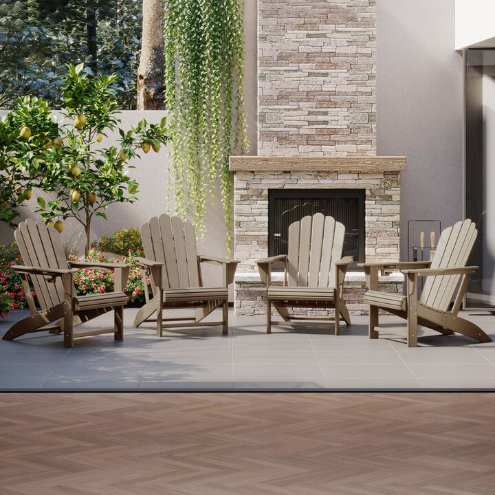 WestinTrends Outdoor Patio HDPE Adirondack Chairs With Cup Holders (Set of 4)