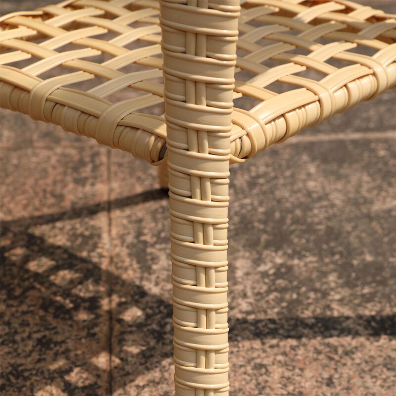 Outdoor Wicker Patio Side Table with Tempered Glass Top image number 4