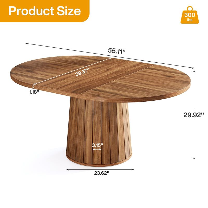 Modern Oval Dining Table with Cylindrical Pedestal Base for Home Dining image number 2