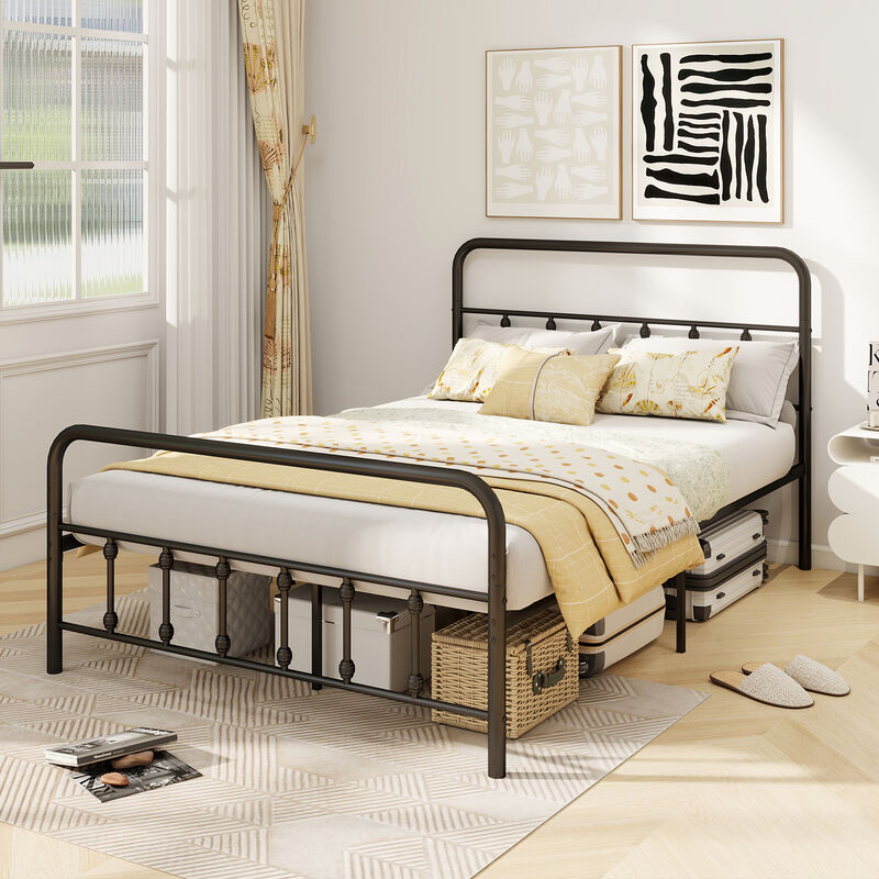 Modern Bed Frame with Headboard and Built-In Under Bed Storage-Black image number 3