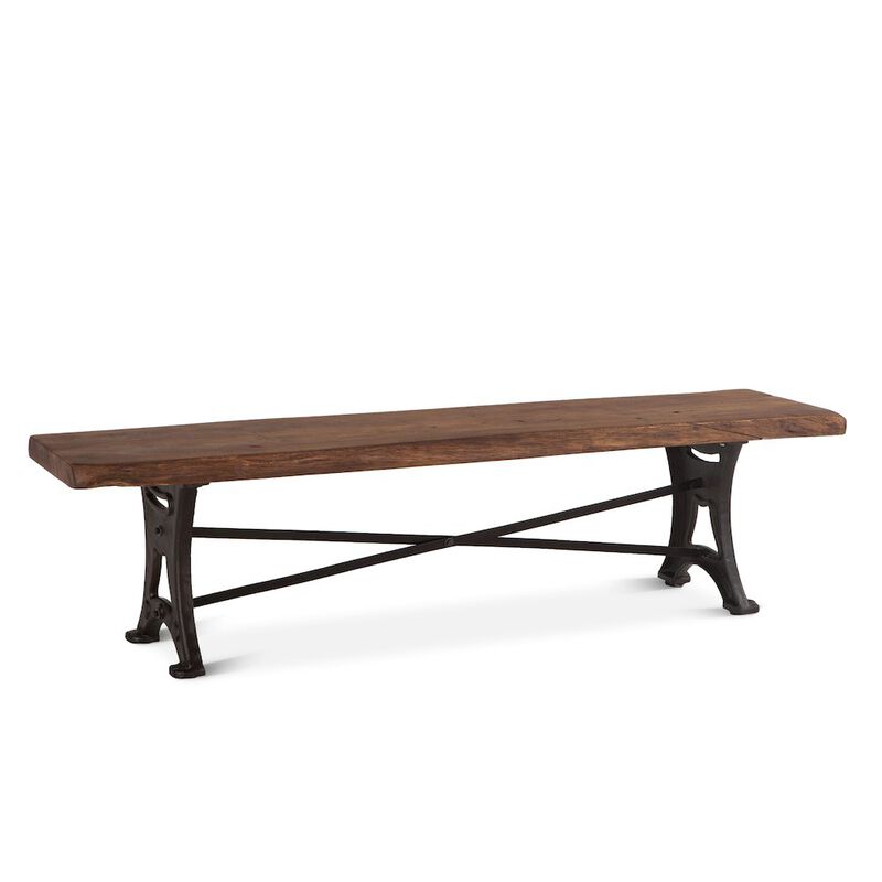 World Interiors Blayne 90" Live Edge Bench in Acacia with Walnut Finish image number 0