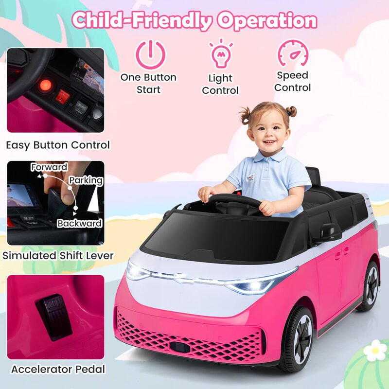 Kids 12V Electric Ride On Bus with LED Lights and Music for Garden Play image number 4