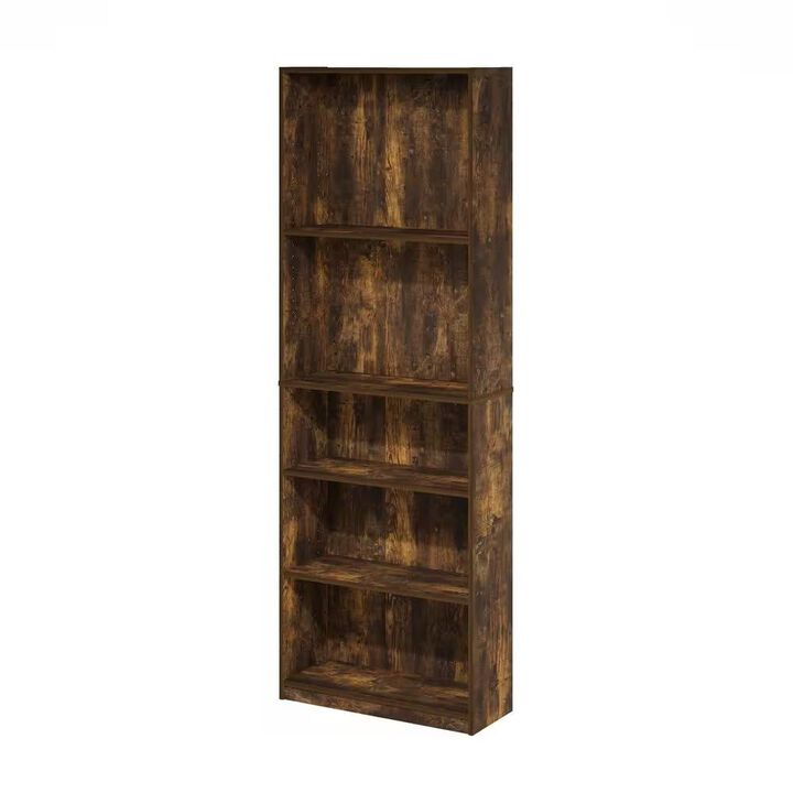 Tall 5-Shelf Bookcase with Open Storage, Freestanding Shelf for Home or Office